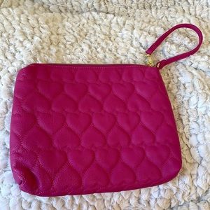 Betsey Johnson pink heart quilted wristlet